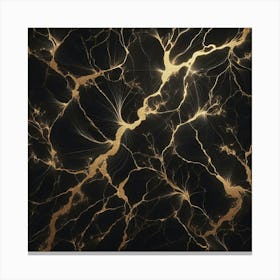 Abstract Gold And Black Marble Canvas Print
