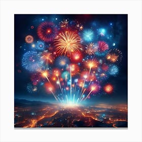 A Beautiful Image Of Fireworks In The Sky 4 Canvas Print