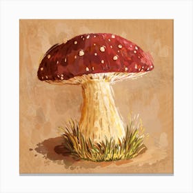 Mushroom On The Grass Canvas Print