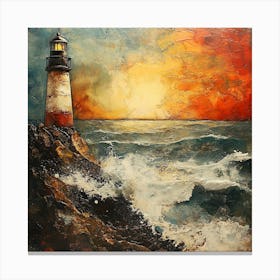 Lighthouse At Sunset 1 Canvas Print