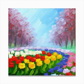 a flower garden in spring Canvas Print