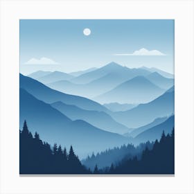 Misty mountains background in blue tone 95 Canvas Print