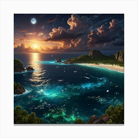 Seascape At Night Canvas Print