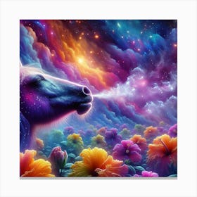 Unicorn With Flowers Canvas Print