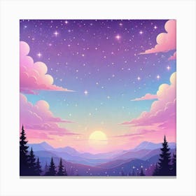 Sky With Twinkling Stars In Pastel Colors Square Composition 273 Canvas Print