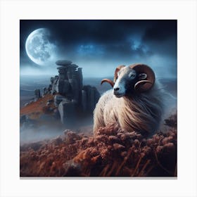 Ram In The Moonlight Canvas Print