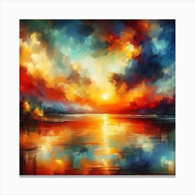 Sunset Over The Lake Canvas Print