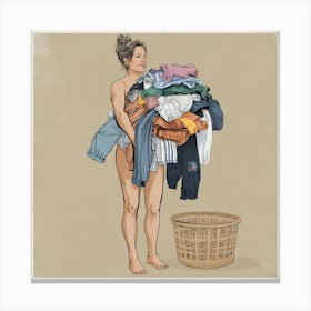 Laundry Pile Neutral Canvas Print