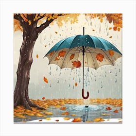 An Umbrella Falling To The Ground Rain Falling Canvas Print