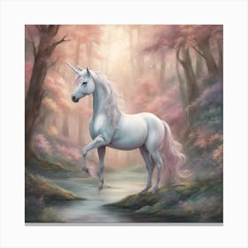 Unicorn's Enchanted Haven - Unicorn In The Forest Canvas Print