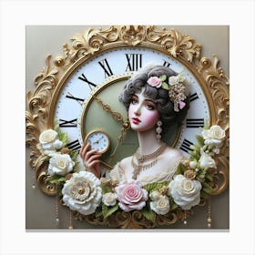 Victorian Clock Painting Canvas Print