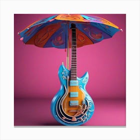 Guitar With Umbrella 4 Canvas Print