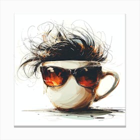 Coffee Cup With Sunglasses Canvas Print