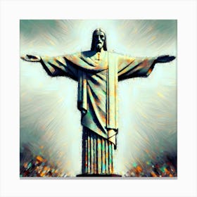 Brush Painting Christ The Redeemer Brazil Canvas Print