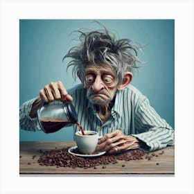 Old Man Drinking Coffee Canvas Print
