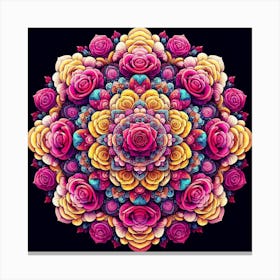 Rose mandala colorful Canvas Print