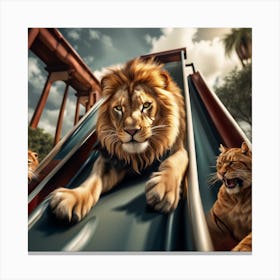 Lion playing Canvas Print