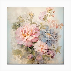 Vintage Pastel Flowers 18 Canvas Print