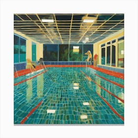 In Style of David Hockney. Swimming Pool at Night Series 8 Canvas Print