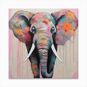 Elephant With Flowers Canvas Print