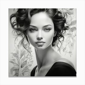 Black And White Portrait Of A Woman Canvas Print