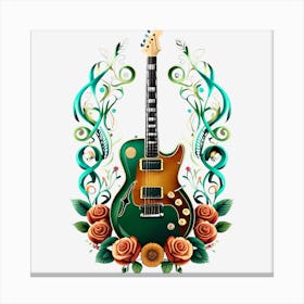 Electric Guitar With Roses 12 Canvas Print