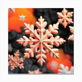 Snowflakes On A Black Background Canvas Print