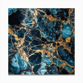 Blue And Gold Marble Canvas Print