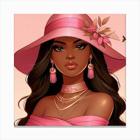 Black Girl In Pink Hat Canvas Print