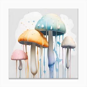 Mushroom Painting Watercolor Splash Canvas Print