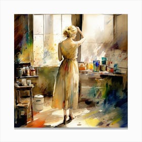 Watercolor Of A Woman 1 Canvas Print