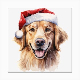 Golden Retriever Santa Hat 3 Canvas Print