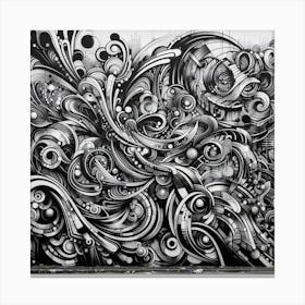 Abstract Black And White Graffiti Canvas Print