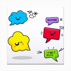 Cartoon Speech Bubbles And Arrows Set Hand Drawn Style Exaggerated Shapes Bold Outlines Vibrant (5) Canvas Print