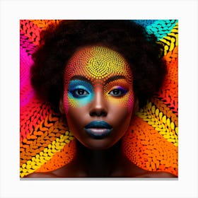 Beautiful African Woman With Colorful Makeup 1 Canvas Print
