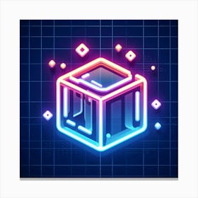 Neon Cube Icon 1 Canvas Print