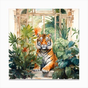 Tiger In The Garden Canvas Print