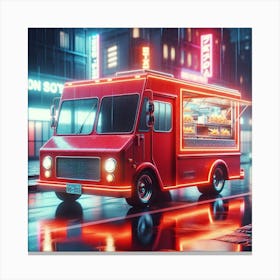 Food Truck At Night Canvas Print