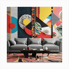 Novel, show-stopping, full-screen wall art with bold shapes, vibrant colors, and abstract patterns.3 Canvas Print