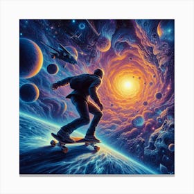 Skateboarder In Space Canvas Print