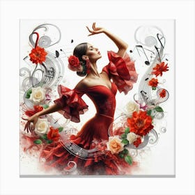 Line Art Flamenco Dancer 5 Canvas Print