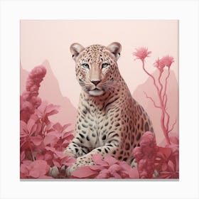 Leopard 1 Pink Jungle Animal Portrait Canvas Print