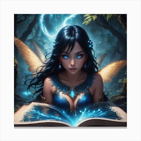 Fairy Reading A Book Canvas Print