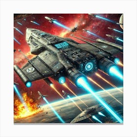 A Futuristic Sci Fi Scene Showcasing The Dual Use Missile Systems Canvas Print