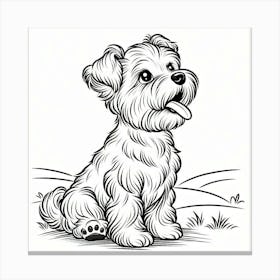 Line Art terrier dog 3 Canvas Print