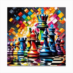 Colorful Chess Pieces Canvas Print