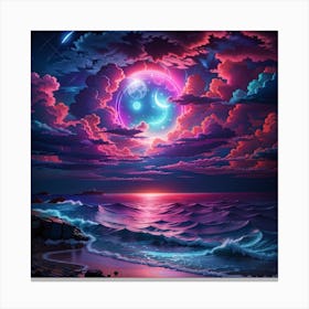 Moon Over The Ocean Canvas Print