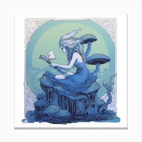 Fairy Sitting On A Mushroom Canvas Print