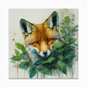 Fox In Hiding Canvas Print