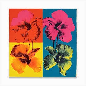 Andy Warhol Style Pop Art Flowers Flowers 2 Square Canvas Print
